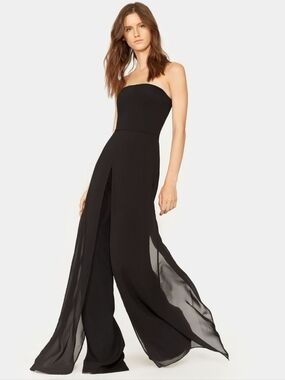 Halston Heritage Strapless Jumpsuit W/ Flowy Pants